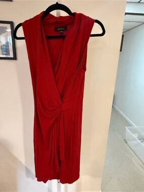 Karen Kane Red Twist-Detail Midi Dress